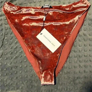 Something‎ Navy Pink/Blush Velour Bikini Bottom, L, NWT